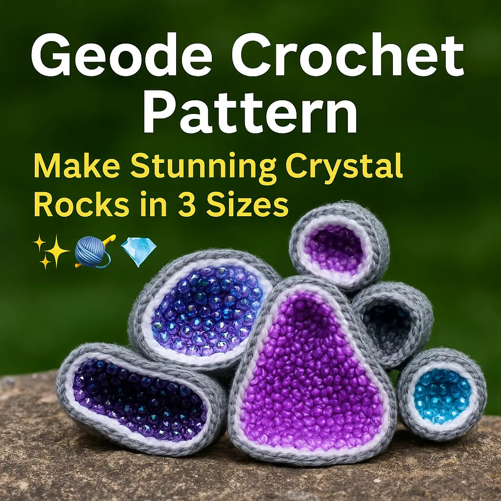 Geode Crochet Pattern – Make Stunning Crystal Rocks in 3 Sizes ✨🧶💎 Crochet Nook