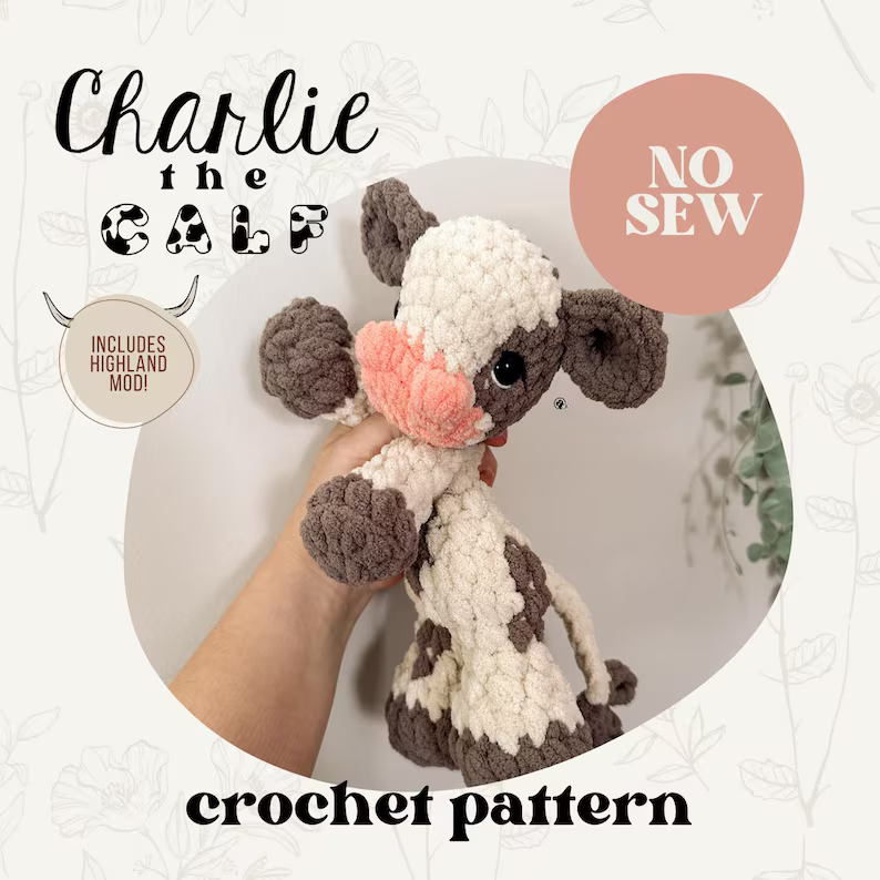 Highland Baby Cow – No-Sew Crochet Pattern 🌿🐮