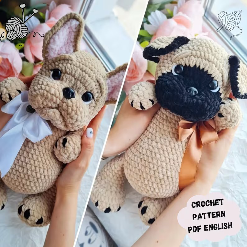 🐾 2-in-1 Bulldog & Pug Amigurumi Crochet Pattern 🧶