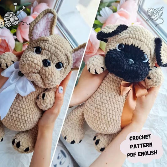 🐾 2-in-1 Bulldog & Pug Amigurumi Crochet Pattern 🧶