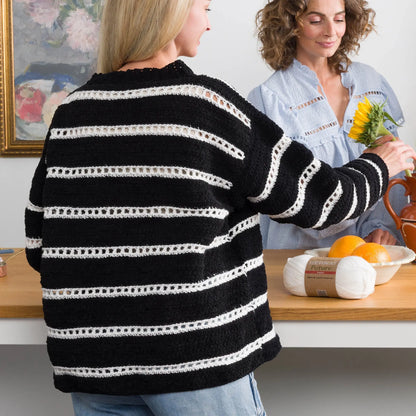 Bernat Eyelet Stripes Crochet Pullover Bernat