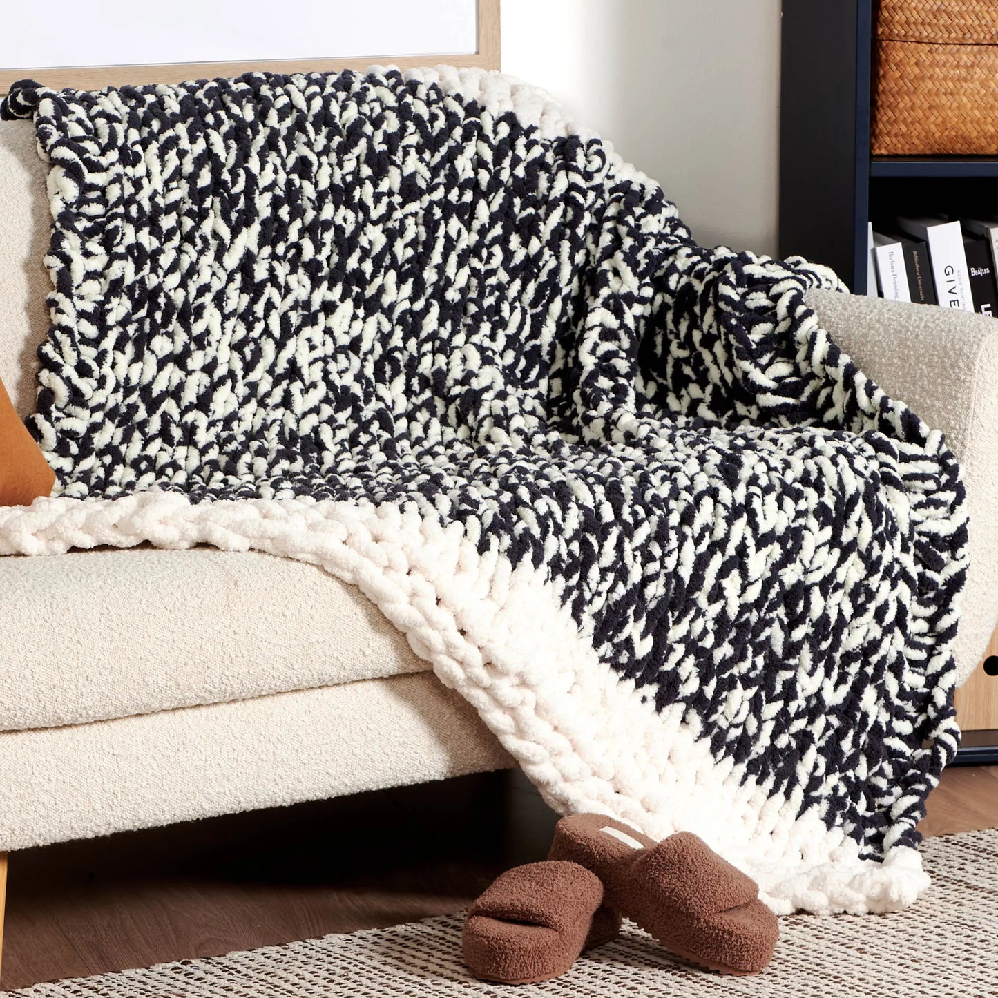 Bernat Go With the Flow Table Knit Blanket Bernat