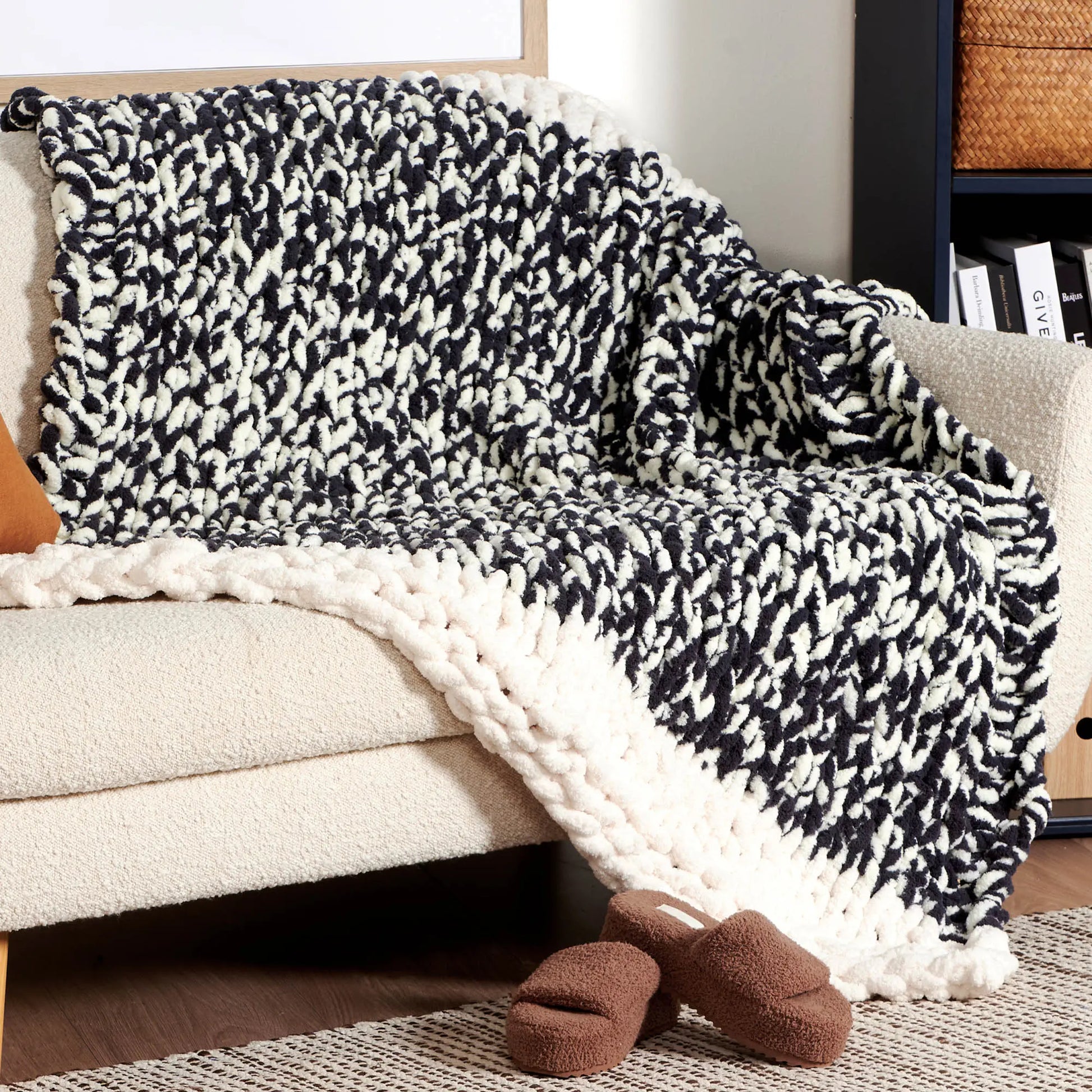 Bernat Go With the Flow Table Knit Blanket Bernat