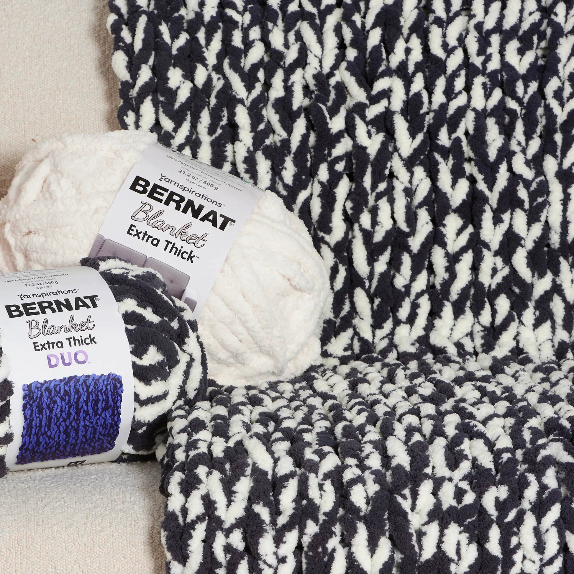 Bernat Go With the Flow Table Knit Blanket Bernat