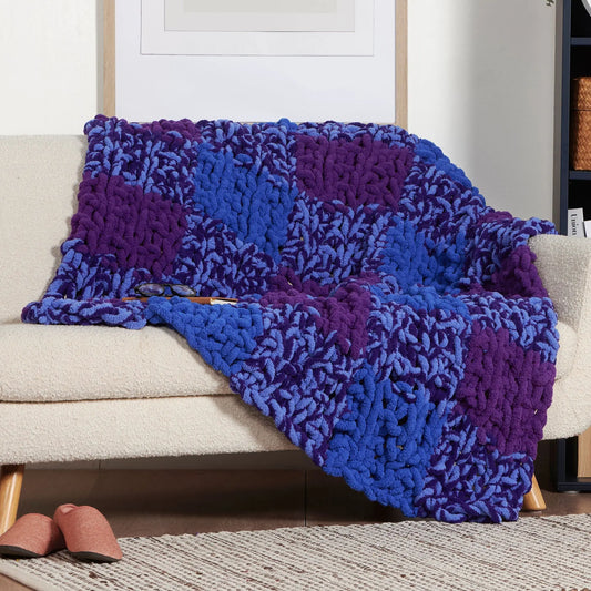 Bernat Just Plaid to Be Here Table Knit Blanket Bernat