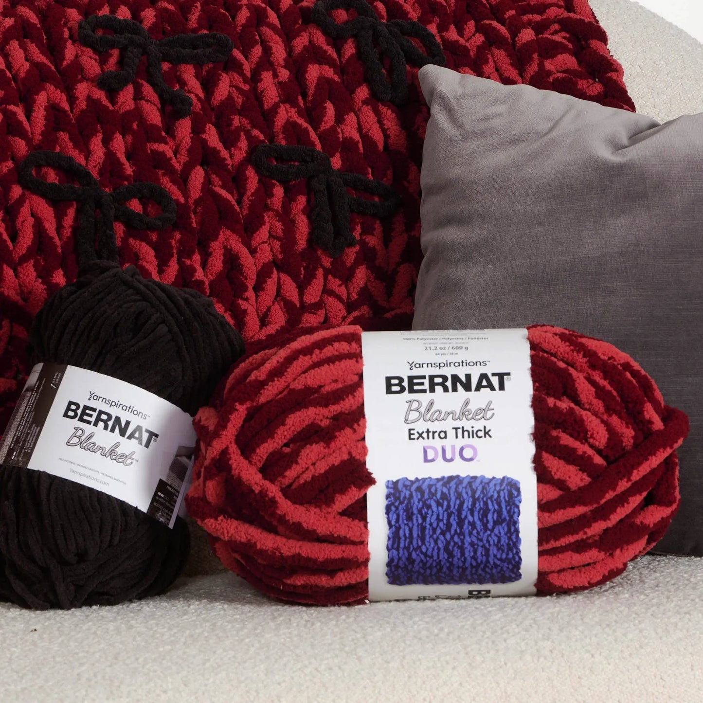 Bernat Put a Bow on it Table Knit Blanket Bernat