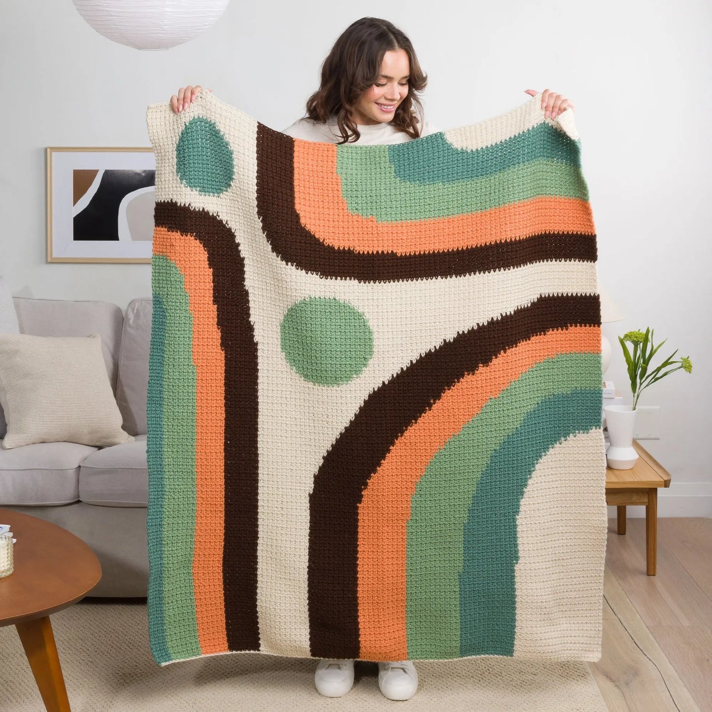 Caron Calm Current Crochet Blanket Caron