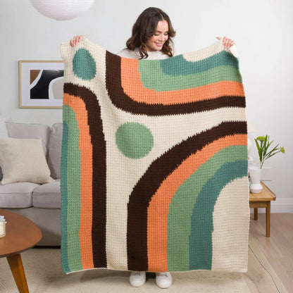 Caron Calm Current Crochet Blanket Caron
