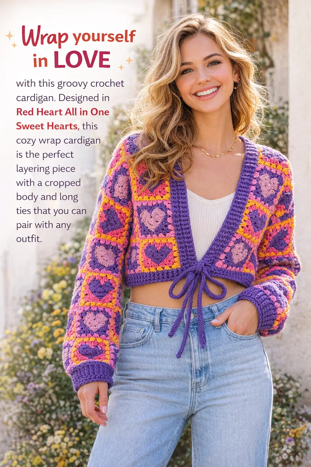 Red Heart Wrapped in Love Crochet Cardigan Red Heart