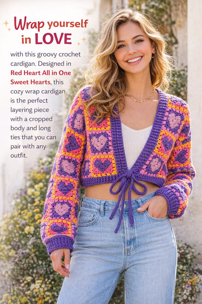 Red Heart Wrapped in Love Crochet Cardigan Red Heart
