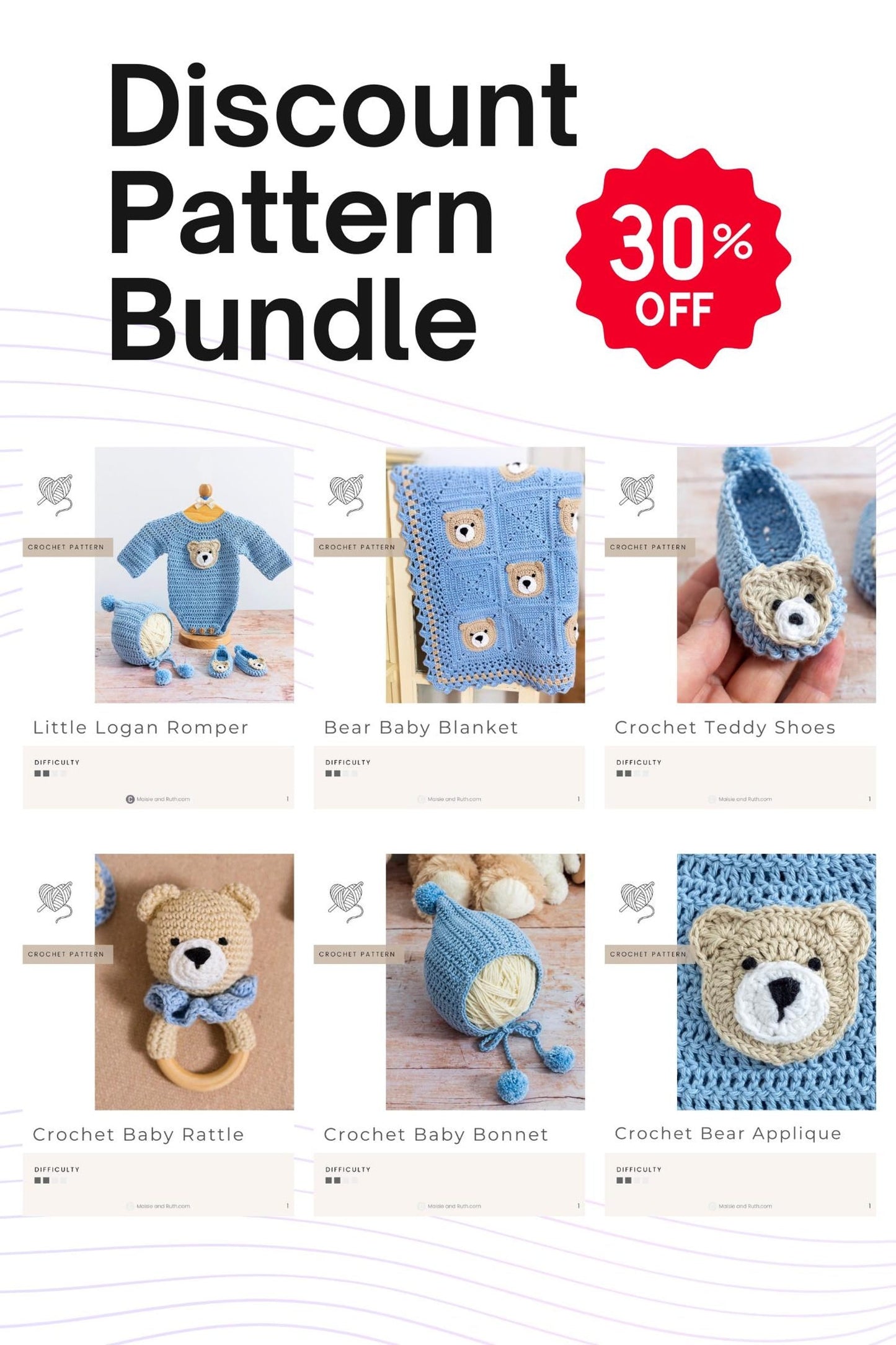 🧸✨ Crochet Baby Bear Set (5 Patterns + Videos)  👶🧶