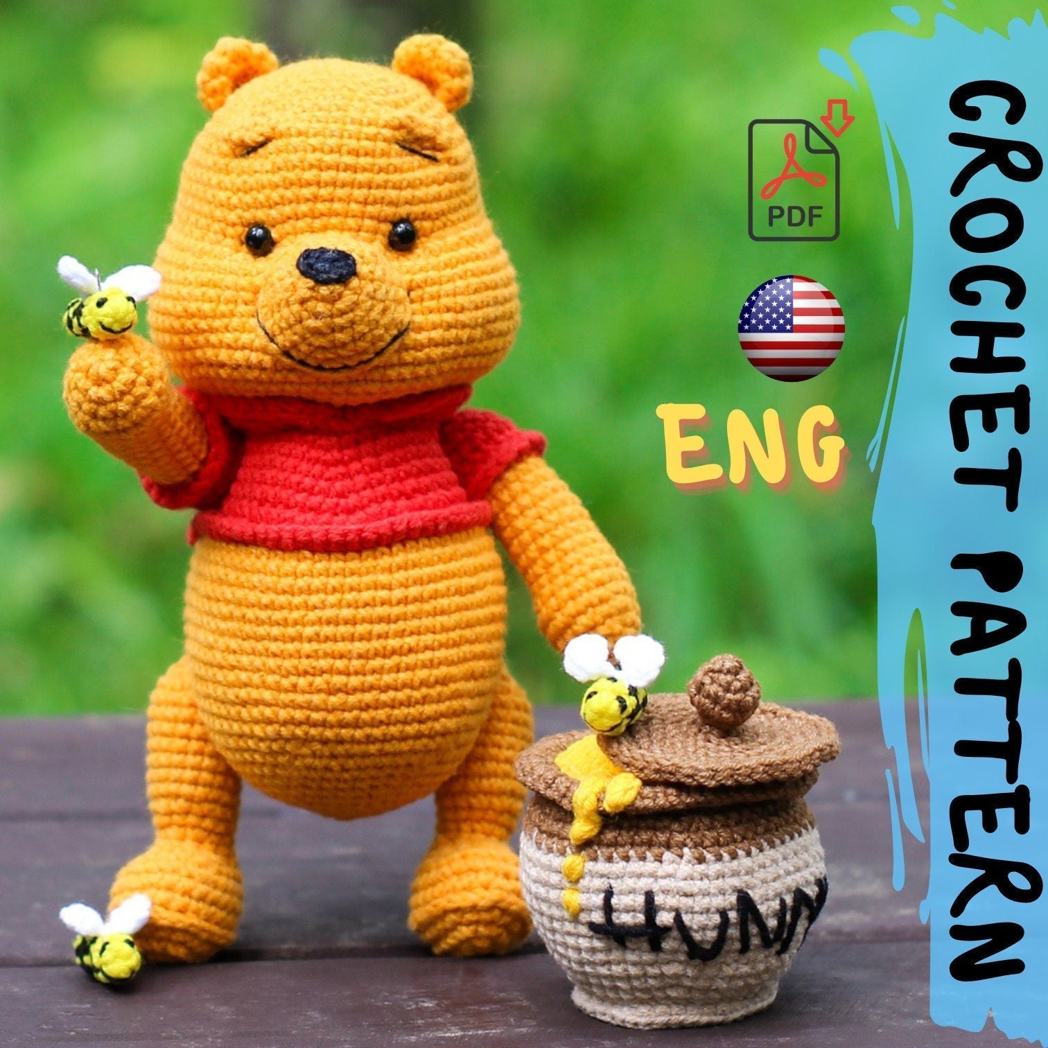 Crochet pattern | Lovely teddy Bear | PDF | Cotton & Plush stuffed toy | easy amigurumi baby toy