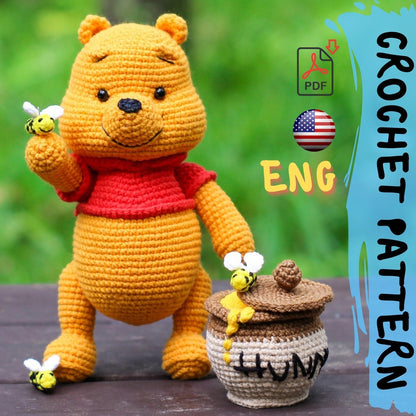 Crochet pattern | Lovely teddy Bear | PDF | Cotton & Plush stuffed toy | easy amigurumi baby toy