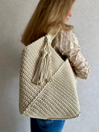 Crochet Tote Bag Pattern Reusable Grocery Bag, Tote Bag Crochet Pattern PDF Aesthetic Bag, Large Crochet Beach Bag