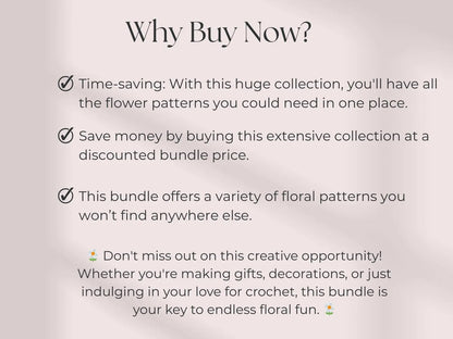 800 Flower Crochet Pattern Bundle – Roses, Tulips, Daisies, Sunflowers, Digital Patterns for Weddings, Mother’s Day, Home Décor,Graduation