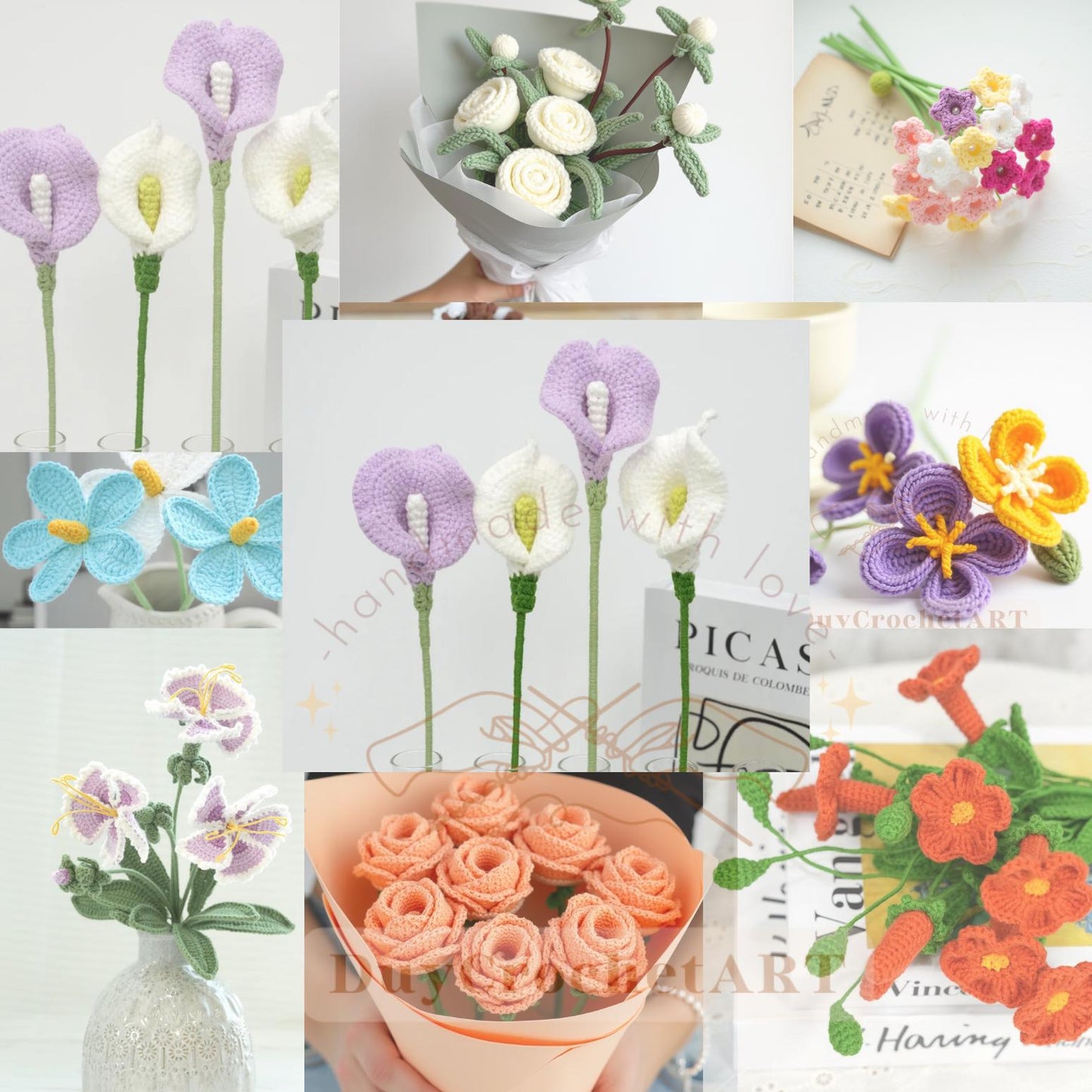 350 In 1 Flower Crochet Pattern Bundle, Crochet Flower Bouquet Patterns, Blossom Thirteen, Tulip Pattern, Sunflower Pattern, Wedding Flowers