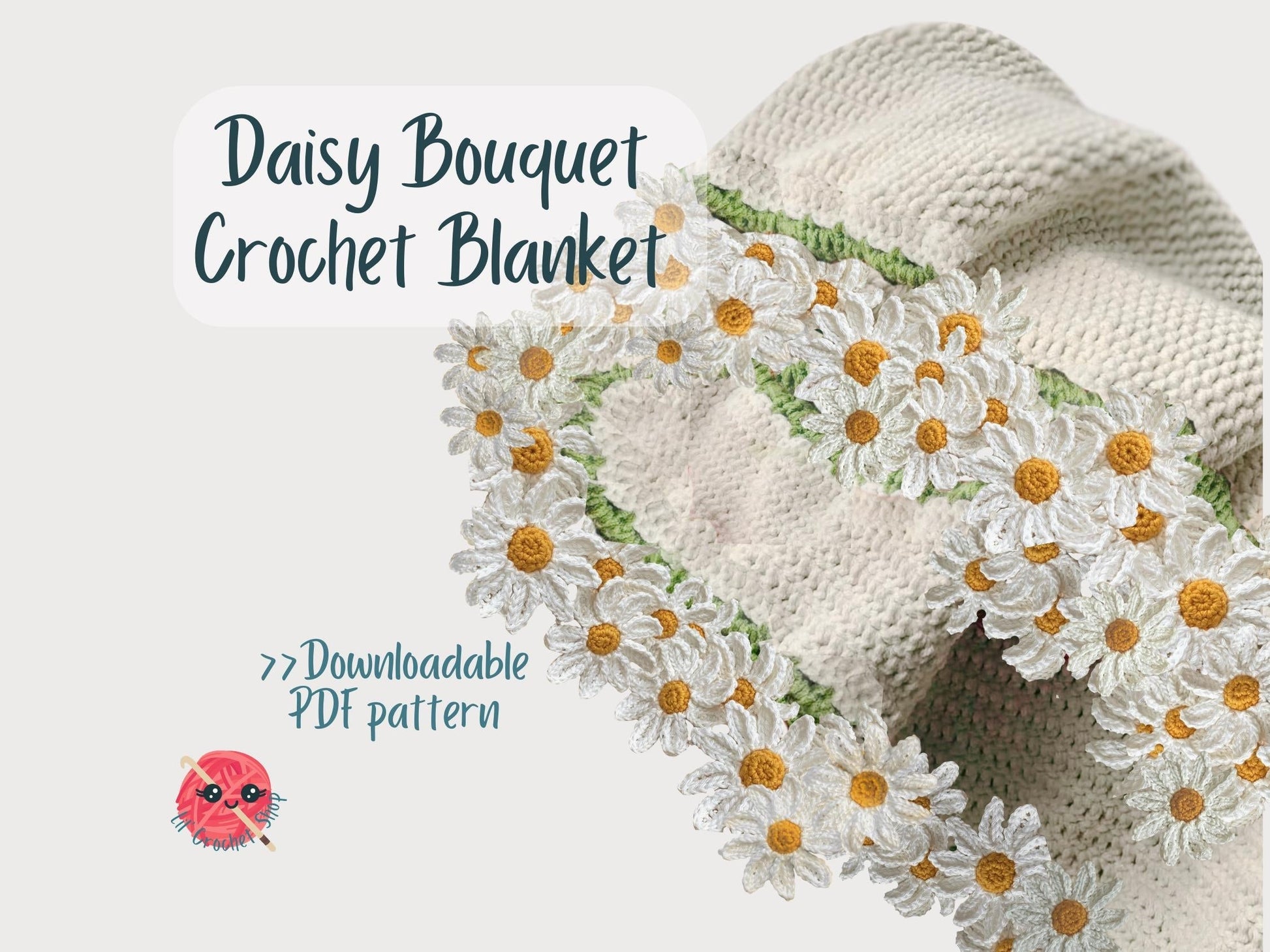 4 in 1 Bouquet Blanket Pattern Bundle Flower Bouquet Blanket Crochet Patterns Daisy Crochet Blanket Beginner Friendly Cute PDF Pattern Gift