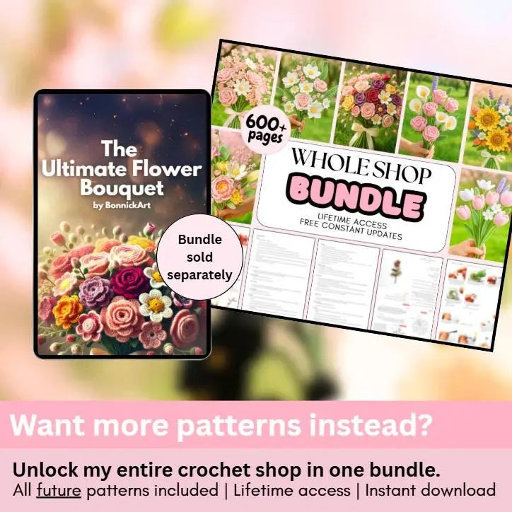 600+ Flower Bouquet Crochet PATTERN Bundle Digital Mother Day Floral Stem Amigurumi Pot Plant Spring Sun Wedding Rose Tulip Daisy Graduation