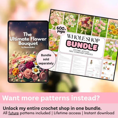 600+ Flower Bouquet Crochet PATTERN Bundle Digital Mother Day Floral Stem Amigurumi Pot Plant Spring Sun Wedding Rose Tulip Daisy Graduation